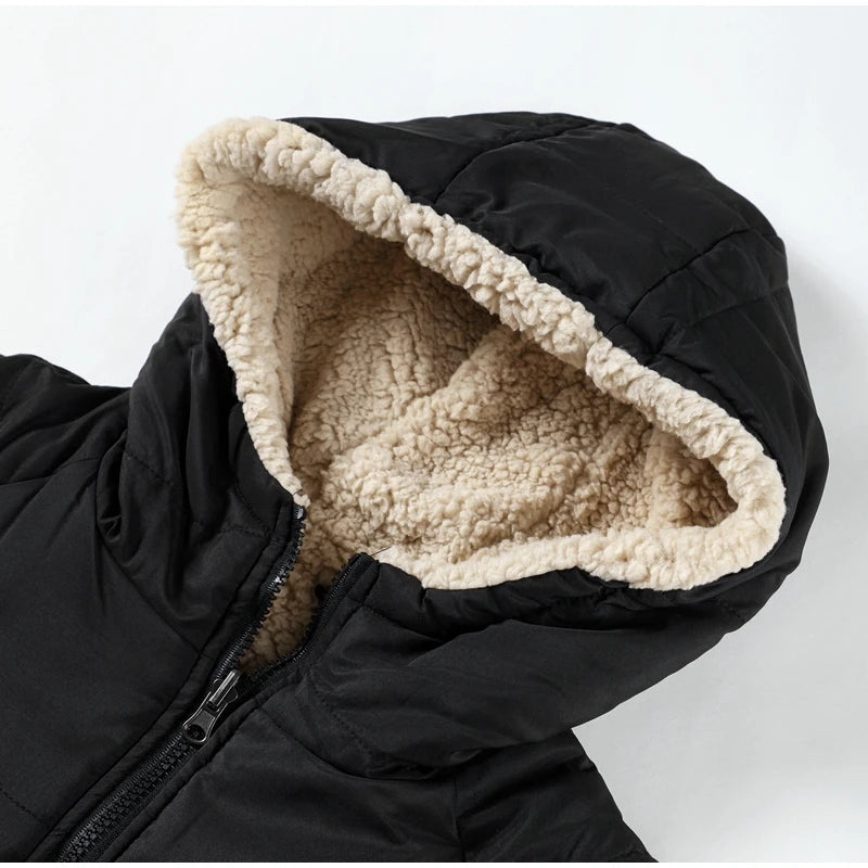 Women’s Winter Lambswool Fleece Parka | Quilted, Hooded, Long Warm Jacke