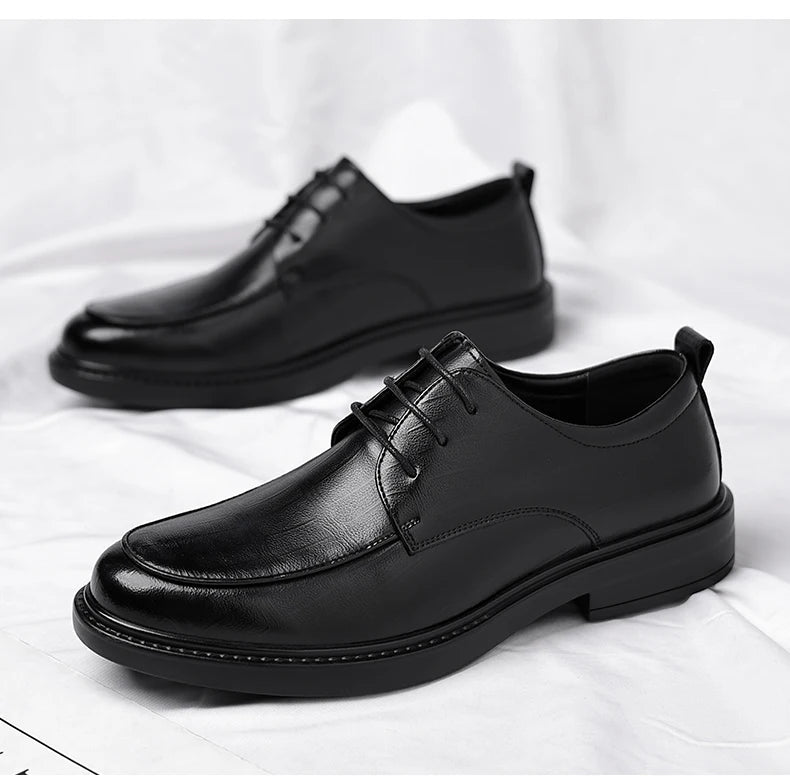 Spring/Summer Men 37-45 Men's Flat/6CM Heightening Elevator Shoes Business Formal Leather Shoes Man British Casual Wedding Suit
