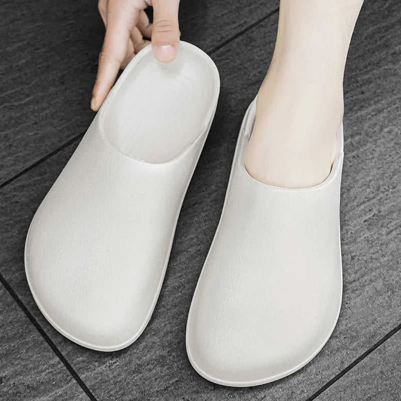 Mens Kitchen Chef Shoes Waterproof Garden Clogs Closed Toe Half Shoes Rubber Slippers Restaurant Hotel Working Summer Beach