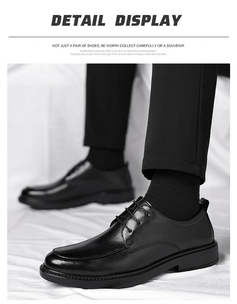 Spring/Summer Men 37-45 Men's Flat/6CM Heightening Elevator Shoes Business Formal Leather Shoes Man British Casual Wedding Suit