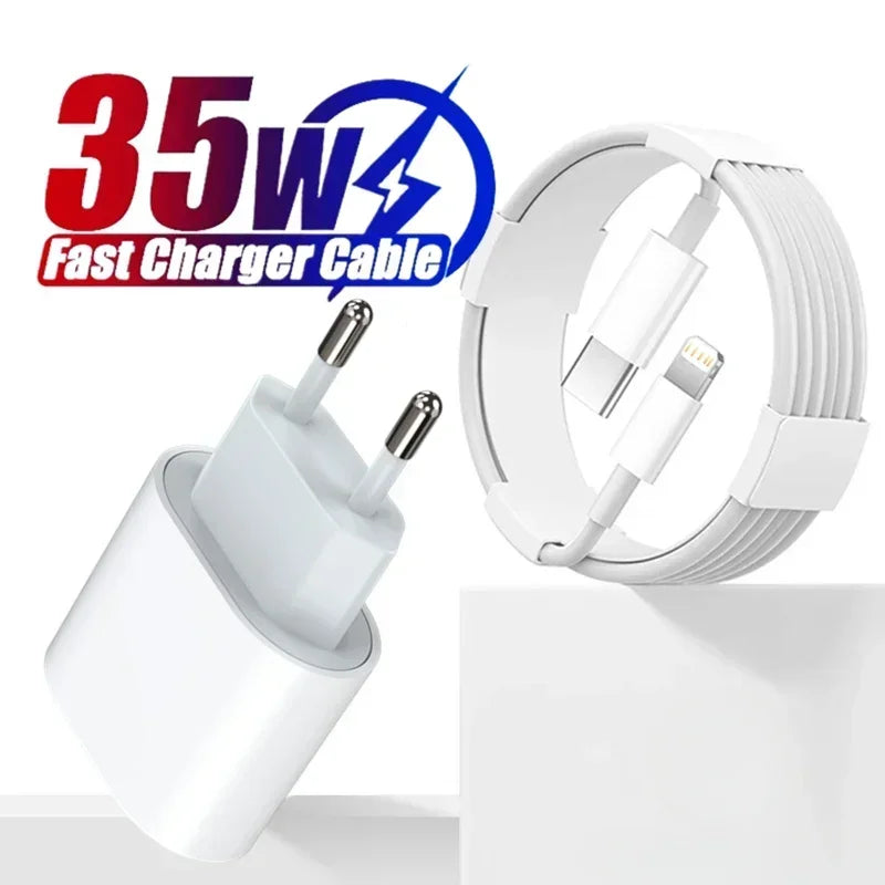 35W PD Fast Charger for iPhone 13 pro 14 plus 11 12 Mini XR X iPad Air USB-C Quick Charging Cable with Multiple Protocols Support