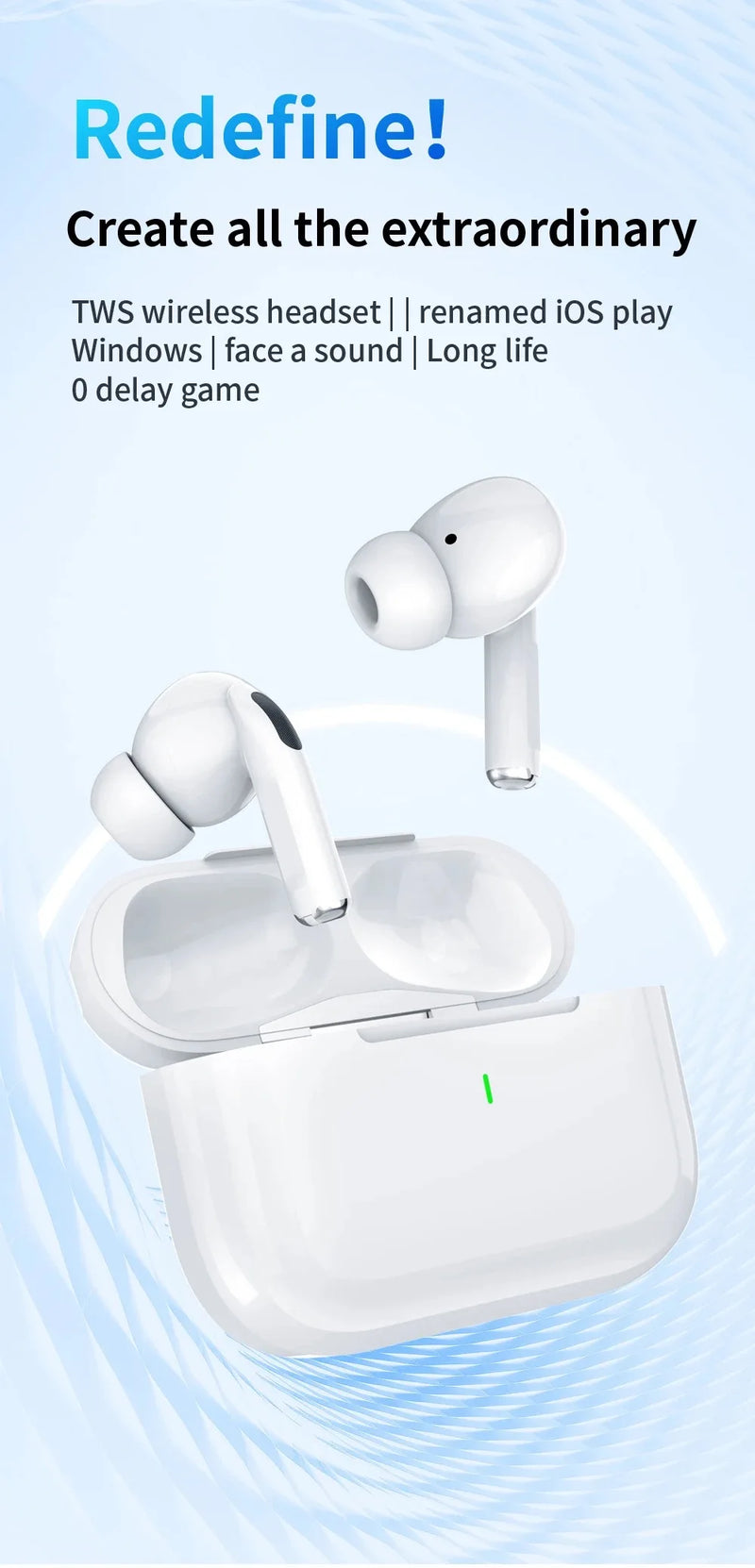 Bluetooth 5.3 Wireless Earbuds with Charging Case and Microphone