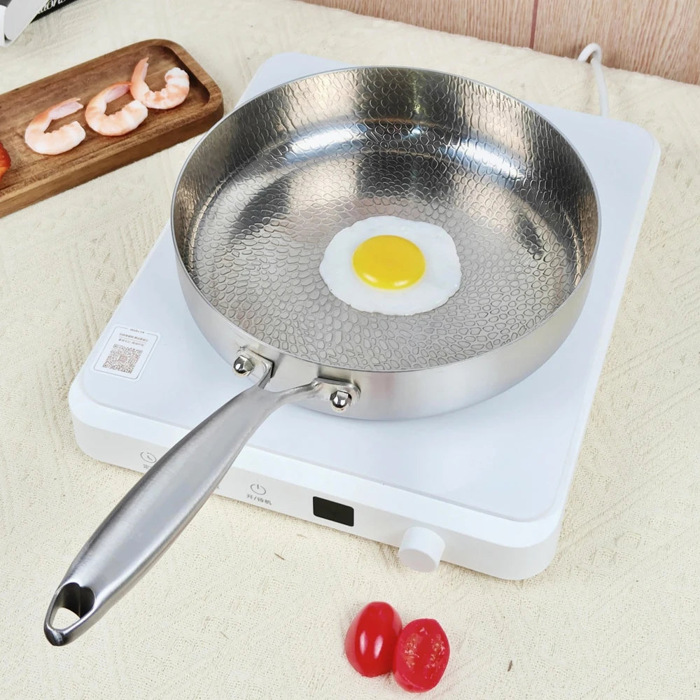 Titanium Stainless Steel Non-Stick Frying Pan – Wok & Skillet for Eggs, Steak & Stir-Fry (20/24/28 cm