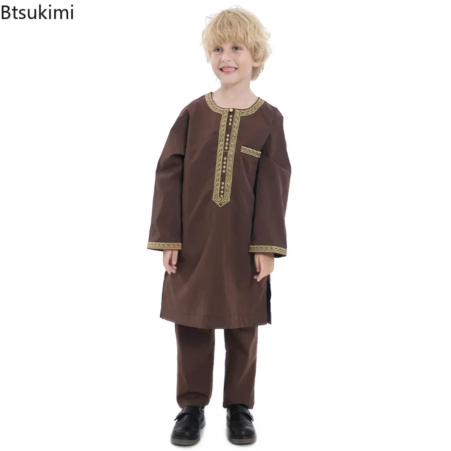 Boys Islamic Thobe – Kids Long Sleeve Traditional Robe