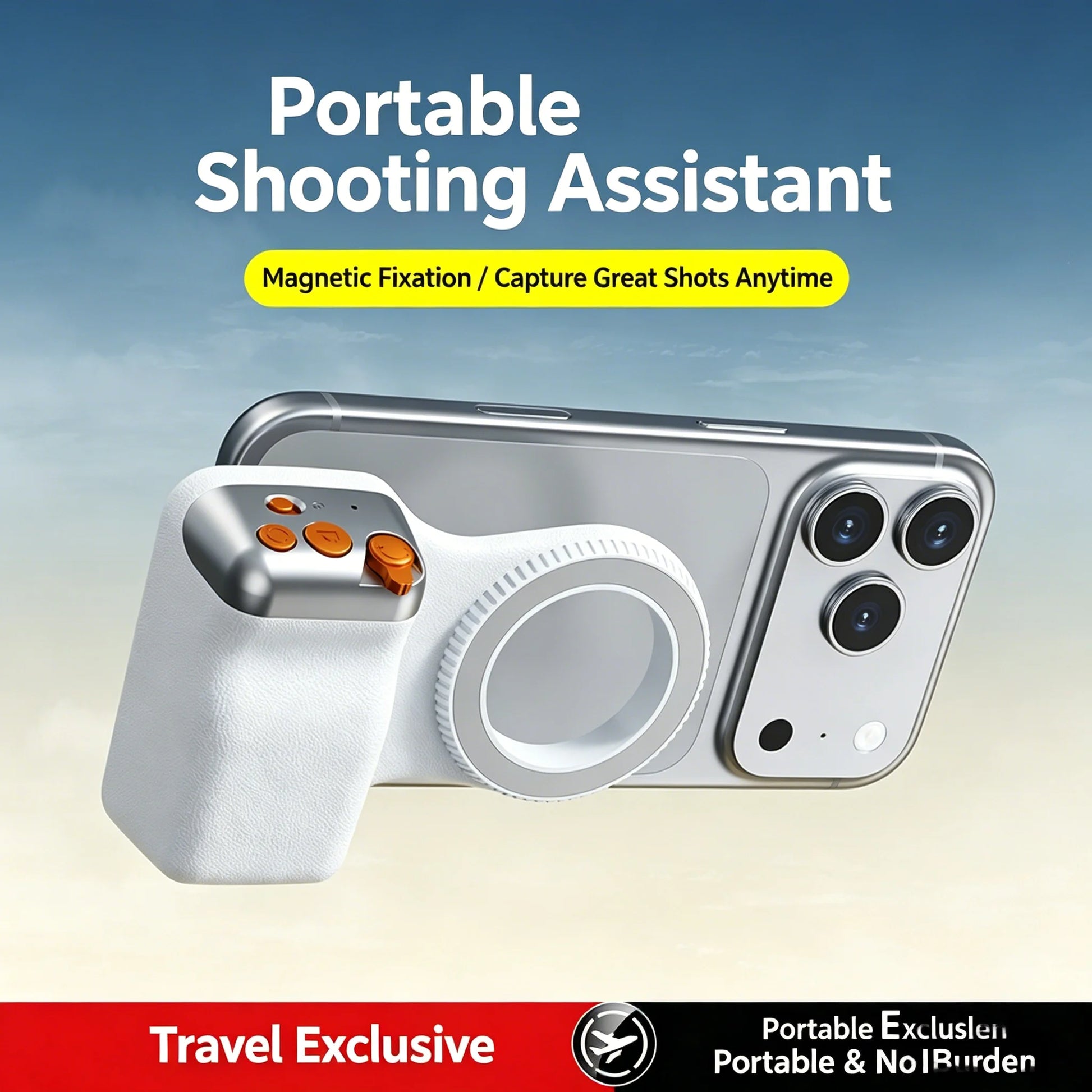 New Magnetic Camera Grip, Bluetooth Zoom Remote, Anti-Shake Handheld Stabilizer for Smartphone Photography
