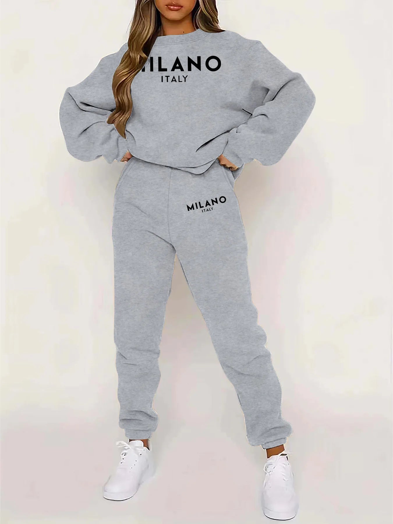 Women’s Warm Hoodie Sweatpants Set Plush Fleece Two Piece Outfit