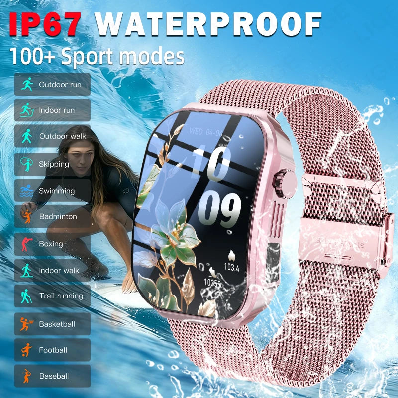 New 2.2-inch AMOLED Screen Smart Watch Women LED Light Health Monitor Smartwatch Bluetooth Call Sports Fitness Ladies Watch