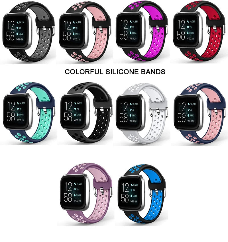 Silicone Watch Strap for Fitbit Versa 2/Fitbit Versa/Versa Lite/Versa Special Edition,Breathable Sport Replacement Watch Band