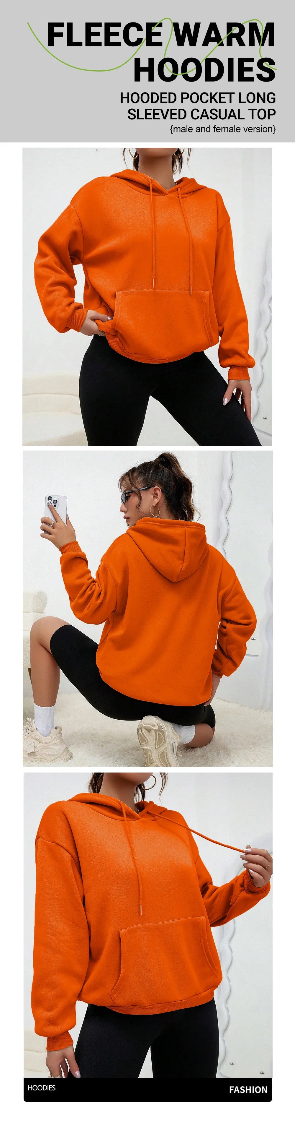Women’s Plus Size Fleece Hoodie – Casual Pullover Sweatshirt