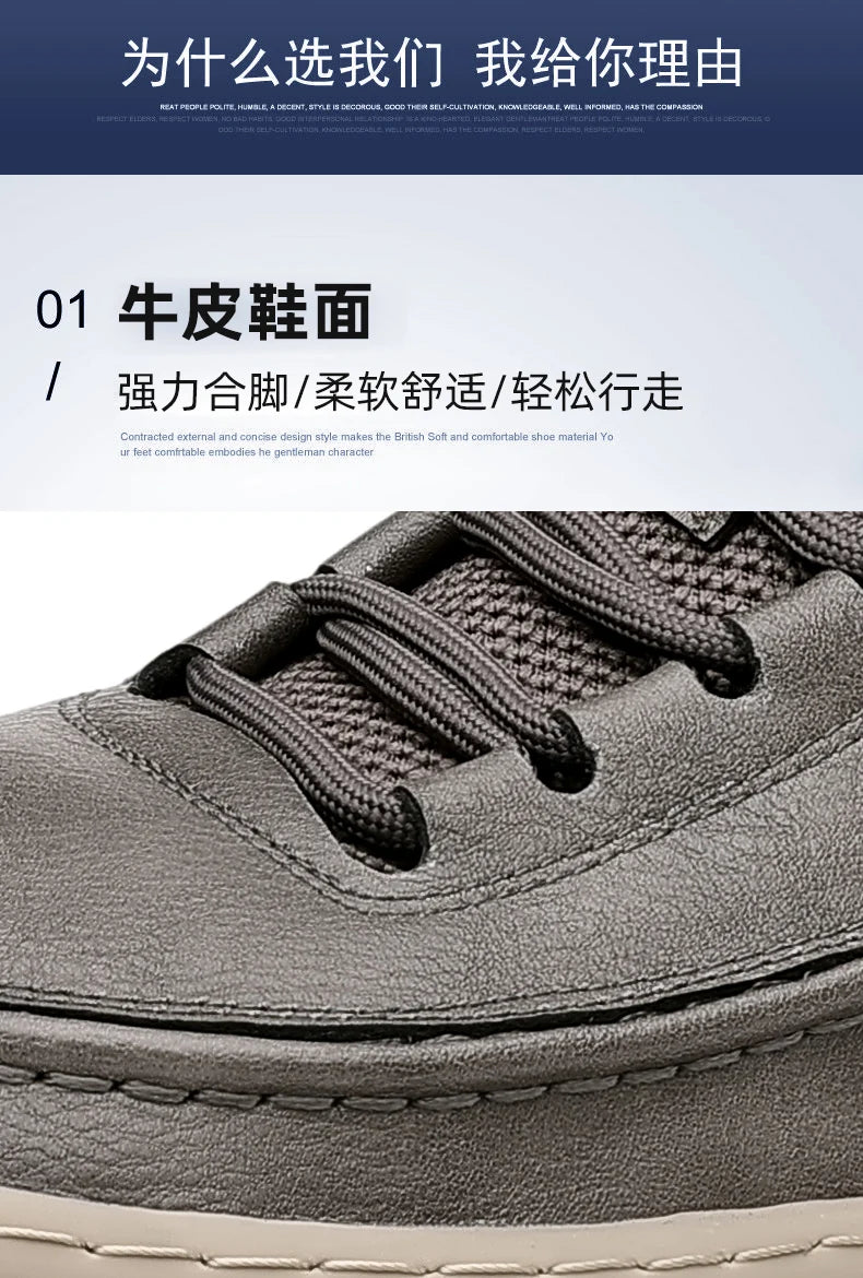 Sport Shoes Genuine Leather Men's Shoes  Brand Casual Shoes Lace up Mens Sneakers Italian Breathable Tenis  Skateboard Shoe