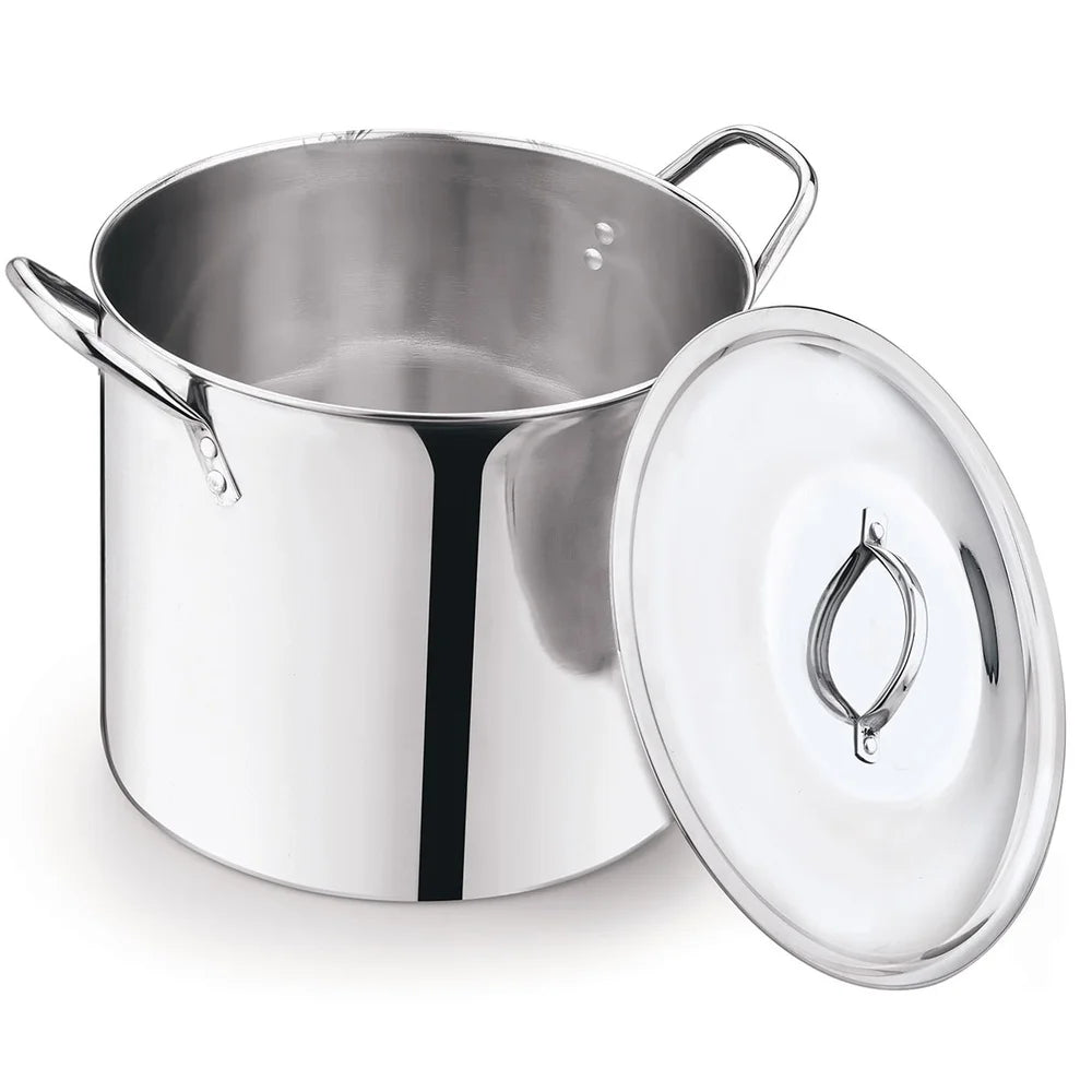 12 Quart Stainless Steel Stock Pot Heavy Duty Cooking Pot with Stay Cool Handles Soup Stew and Stock Preparation