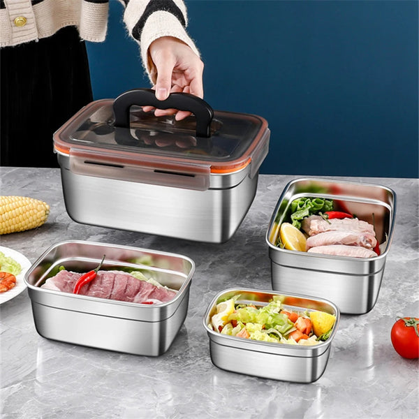 Keep your food fresh with this 304 Stainless Steel Bento Lunch Box. Airtight, leakproof, and eco-friendly design — ideal for school, work, or travel meals.