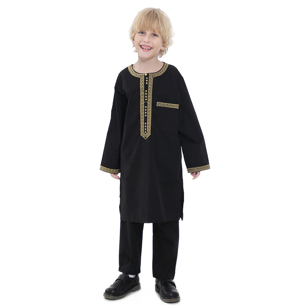 Boys Islamic Thobe – Kids Long Sleeve Traditional Robe