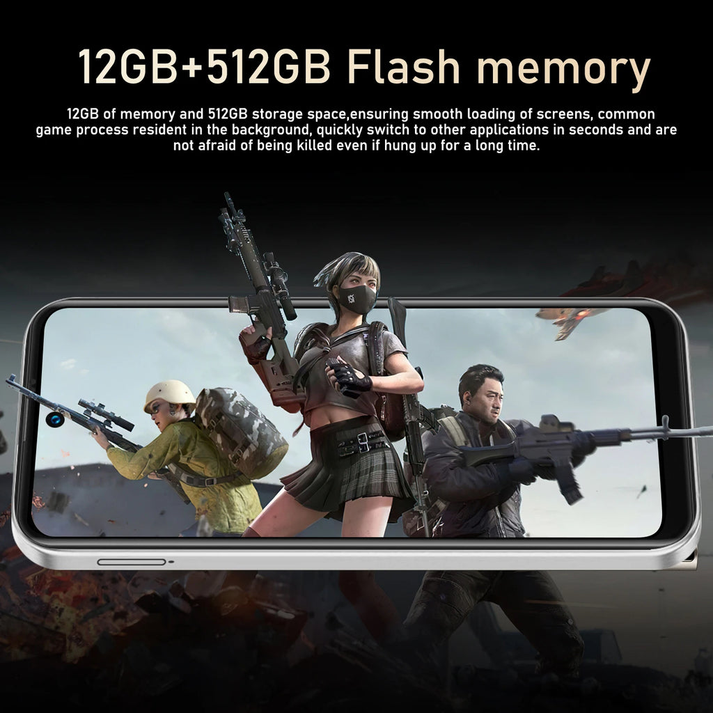 Global Vision I16 Pro Smartphone 5G Android 5300mAH 12GB RAM 512G ROM 6.56Inch 1080x2640HD 24+48MP 4G Network Mobile Phone