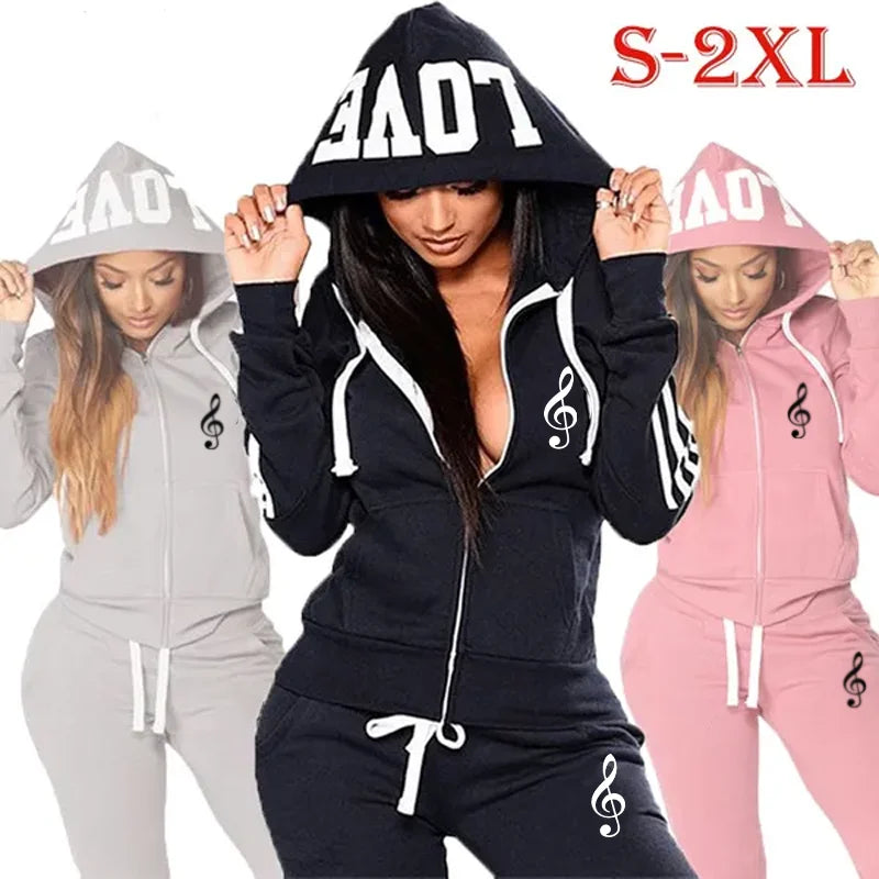 Women’s Zipper Hoodie and Sweatpants Set Casual Tracksuit Outfit