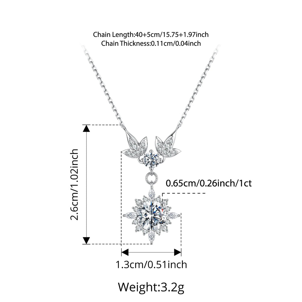 Necklace Vintage Engraved 925 Sterling Silver Round Cut Diamond for Women Twinkling Engagement Gift