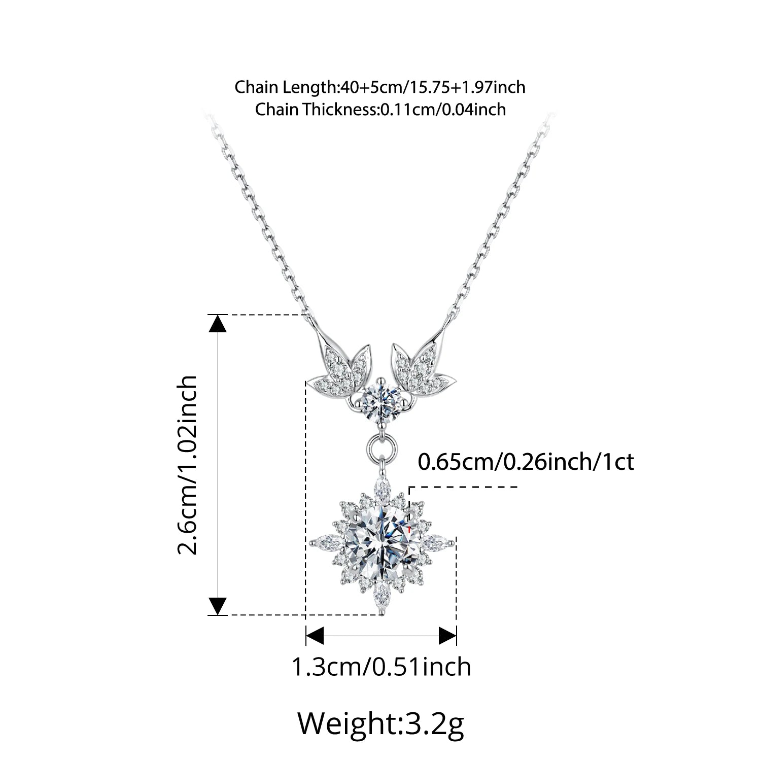 Necklace Vintage Engraved 925 Sterling Silver Round Cut Diamond for Women Twinkling Engagement Gift