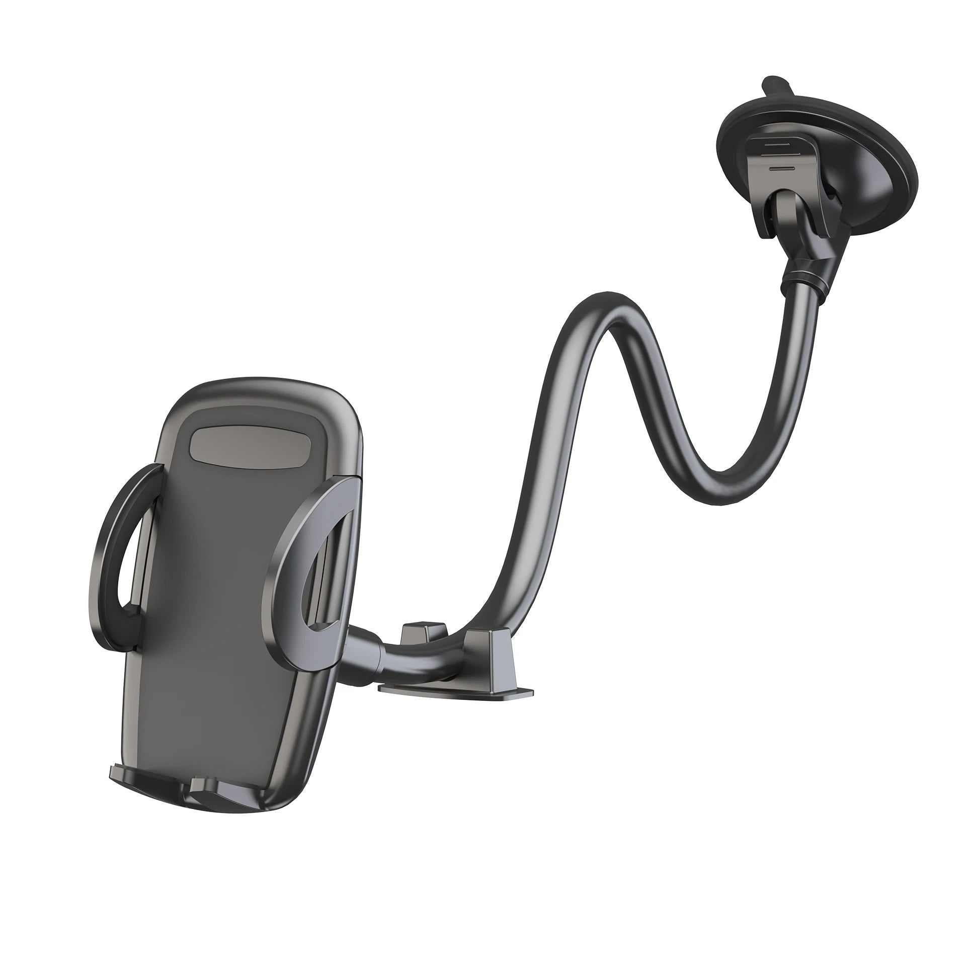 Solid Car Truck Phone Mount Holder with 11.8-Inch Gooseneck Long Arm Anti-Shake Stabilizer Compatible All Cell Phones iPhone