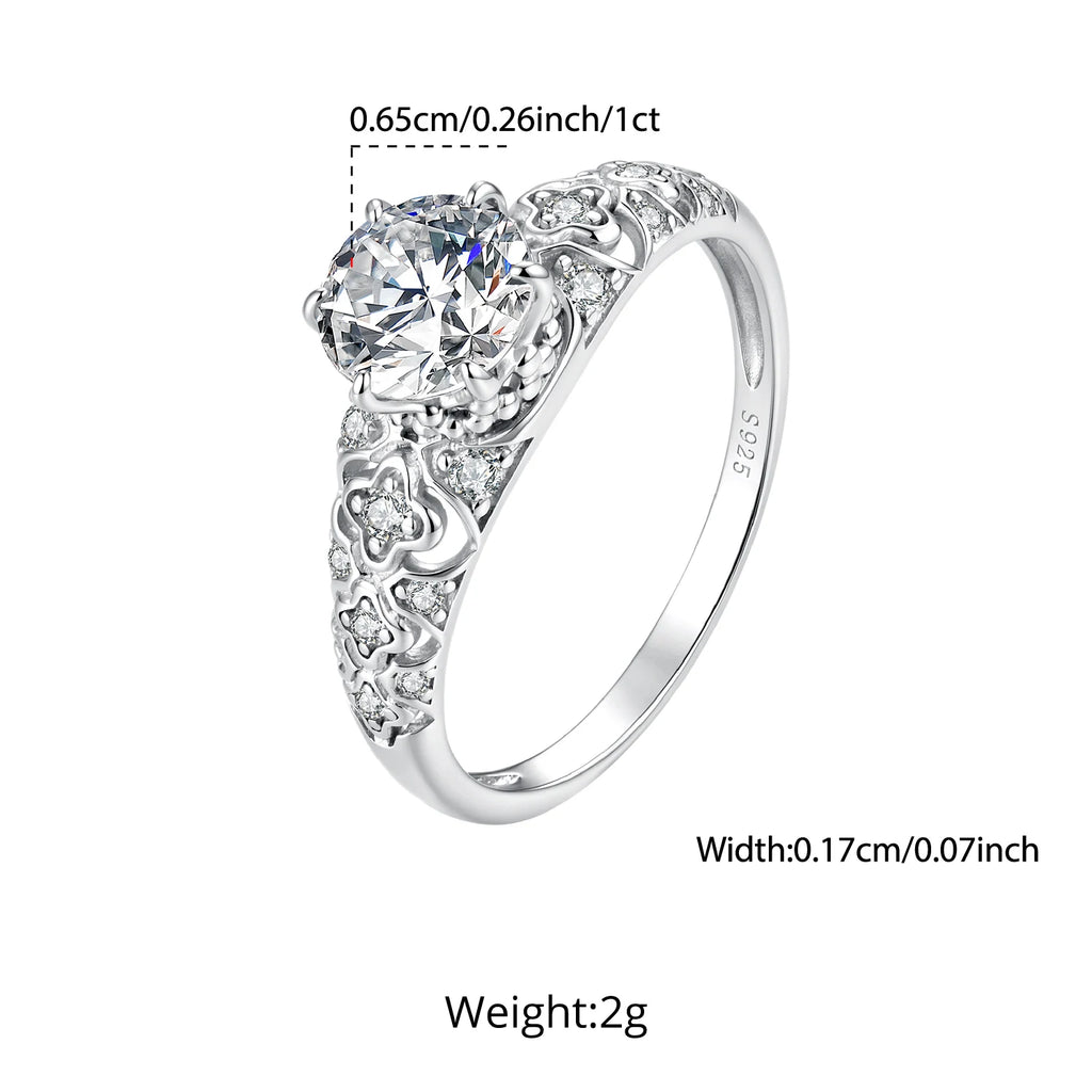 BAMOER  0.5-1CT Moissanite Crown Ring 925 Sterling Silver D Color VVS1 Women Eternal Guarding Rings Engagement Wedding Gift