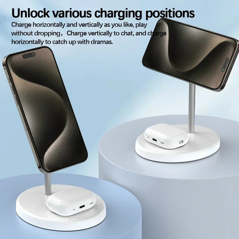 Upgraded 30W Magnetic 2 in 1 Wireless Charger Stand For iPhone 15 14 13 12 Pro Max AirPod Pro Fast Phone Charging Station Holder