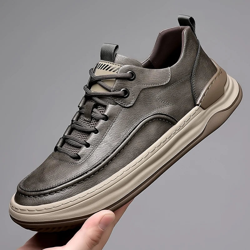 Sport Shoes Genuine Leather Men's Shoes  Brand Casual Shoes Lace up Mens Sneakers Italian Breathable Tenis  Skateboard Shoe