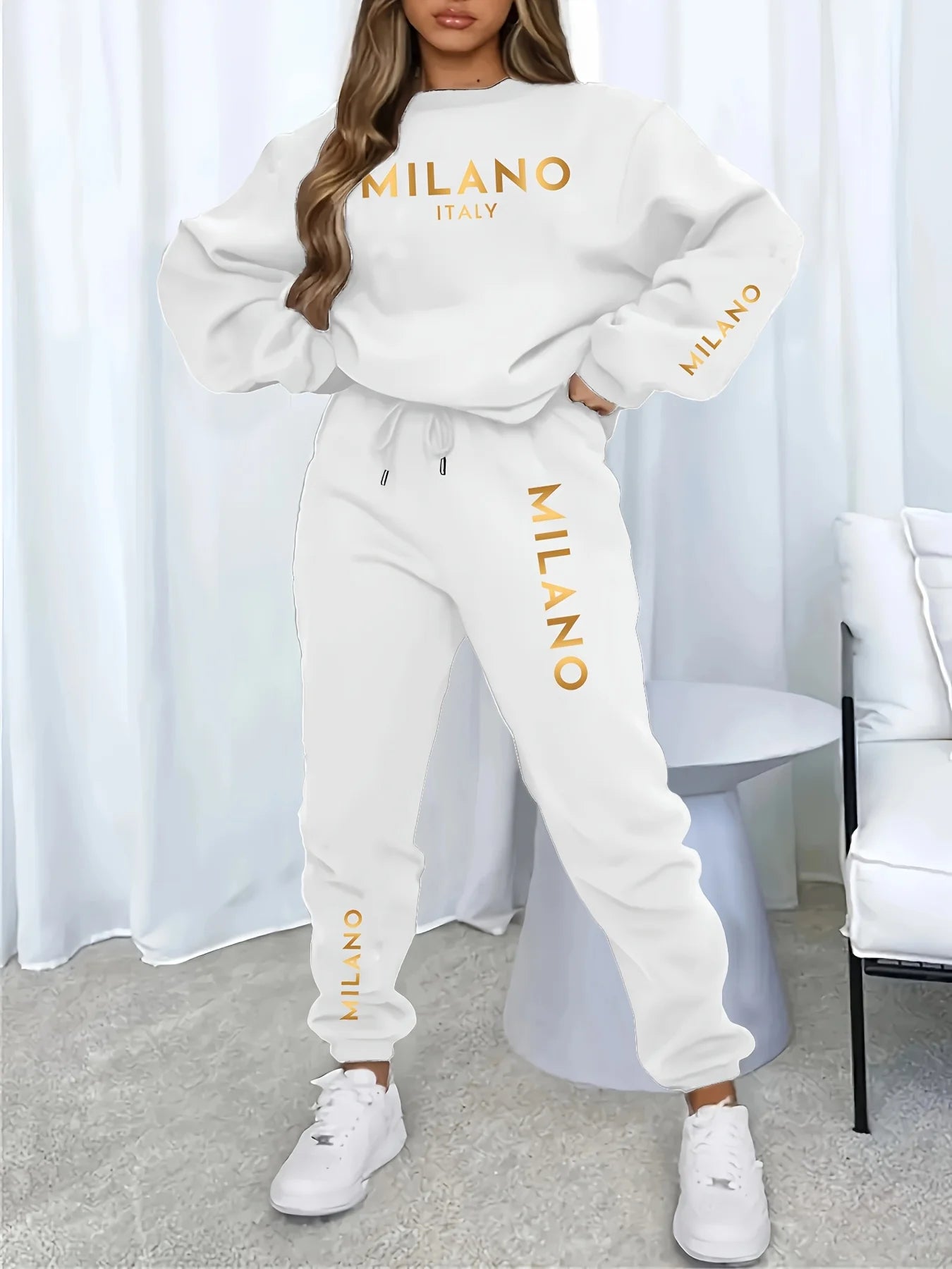 Women’s Warm Hoodie Sweatpants Set Plush Fleece Two Piece Outfit