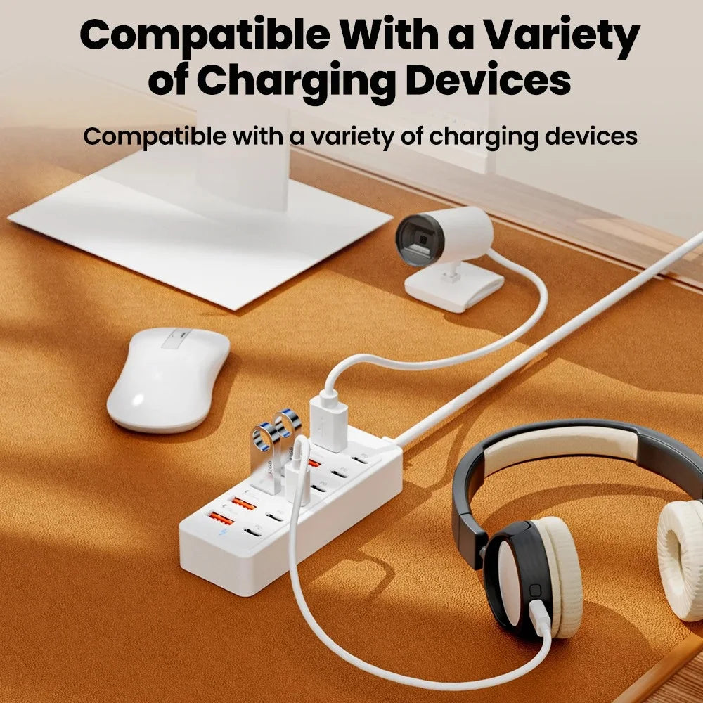 USB Type C Charger 12 in 1 USB HUB Adapter Socket Fast Charging Power Strip Desktop Charging Station For iPhone Samsung