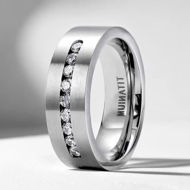Stainless Steel Zircon Ring for Men and Women