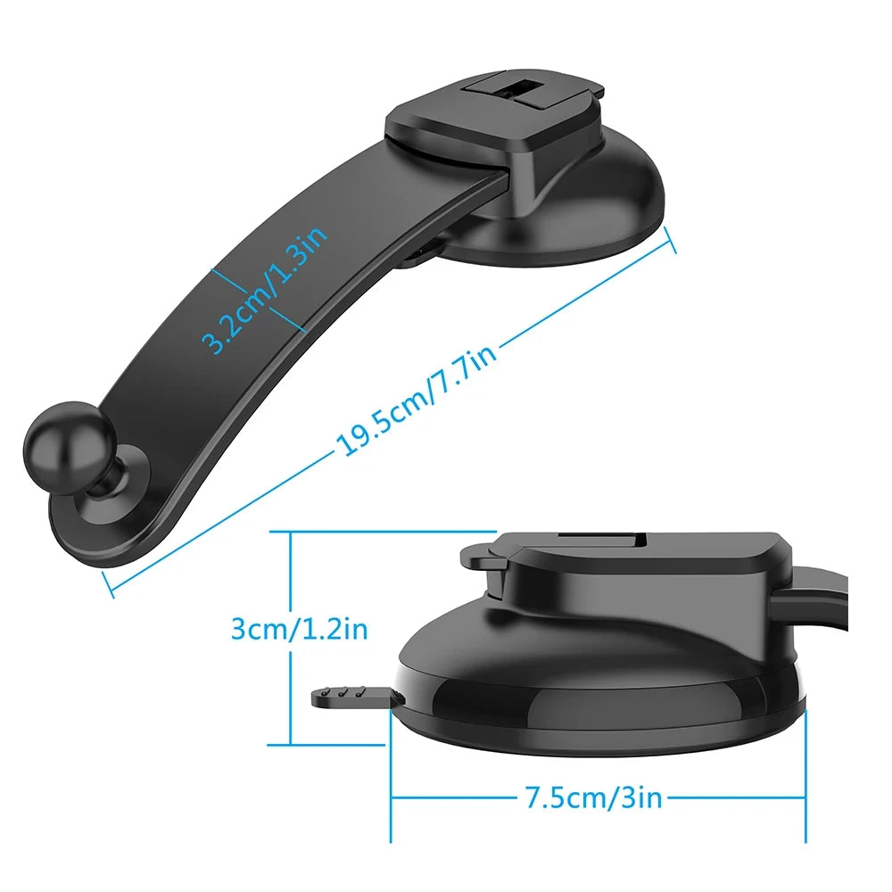 Universal Suction Cup Car Phone Holder with Telescopic Arm And Foldable Design 17mm Ball Mount for All Smartphones