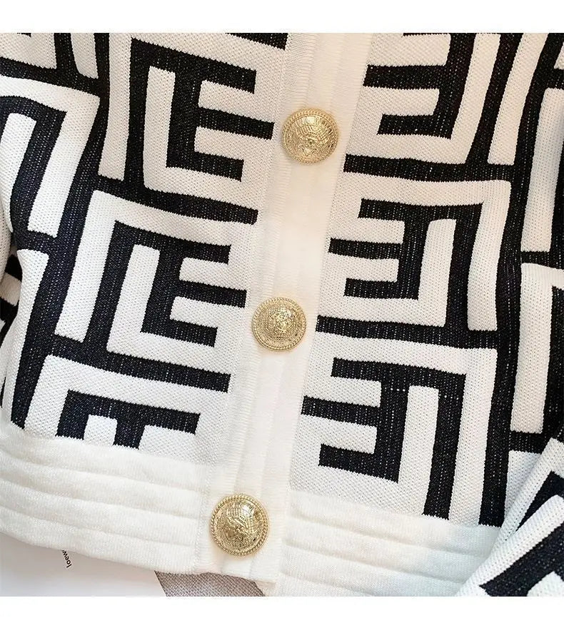 New Women's Cardigan Short Knit French Retro Style Sweater Coat Vintage Clothes Long Sleeve Top  Y2k
