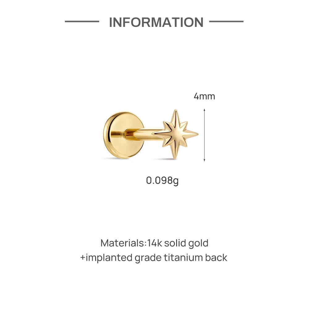 Solid Gold G23 Titanium WaterDrop/Horse Eye Love Geometric CZ Piercing Earring Women Dainty Ear Bone Anniversary Gift