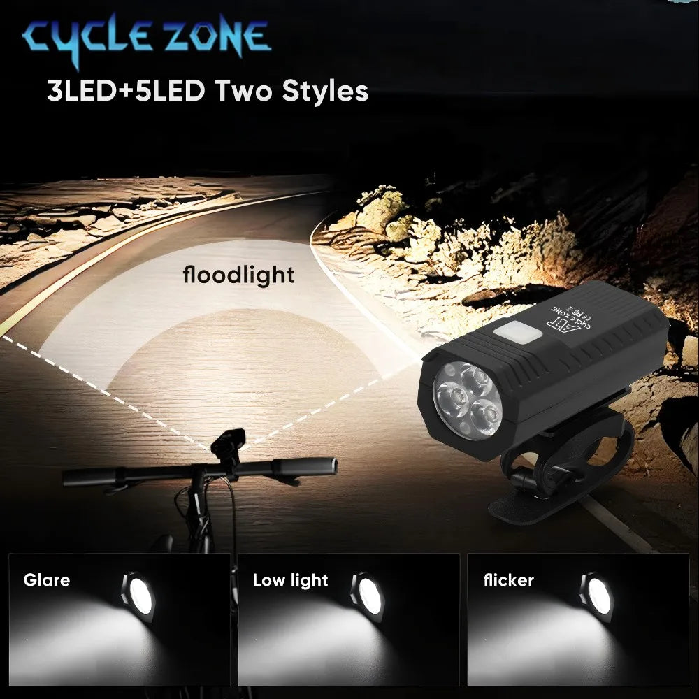 3LED/5LED Bicycle Light Bike Front Lamp Rechargeable MTB Bike Headlight Flashlight Outdoor Night Riding Safety Cycling Lantern