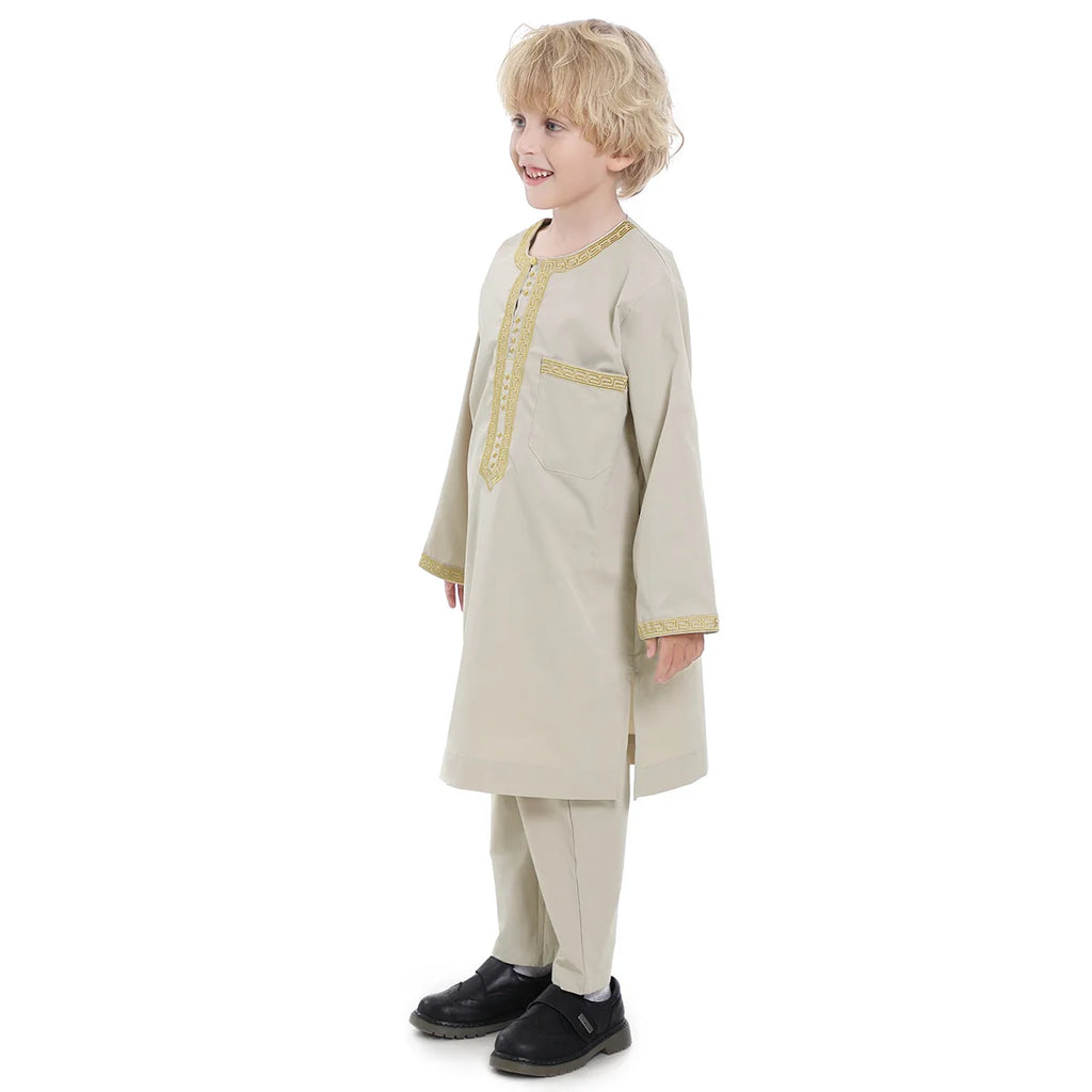 Boys Islamic Thobe – Kids Long Sleeve Traditional Robe