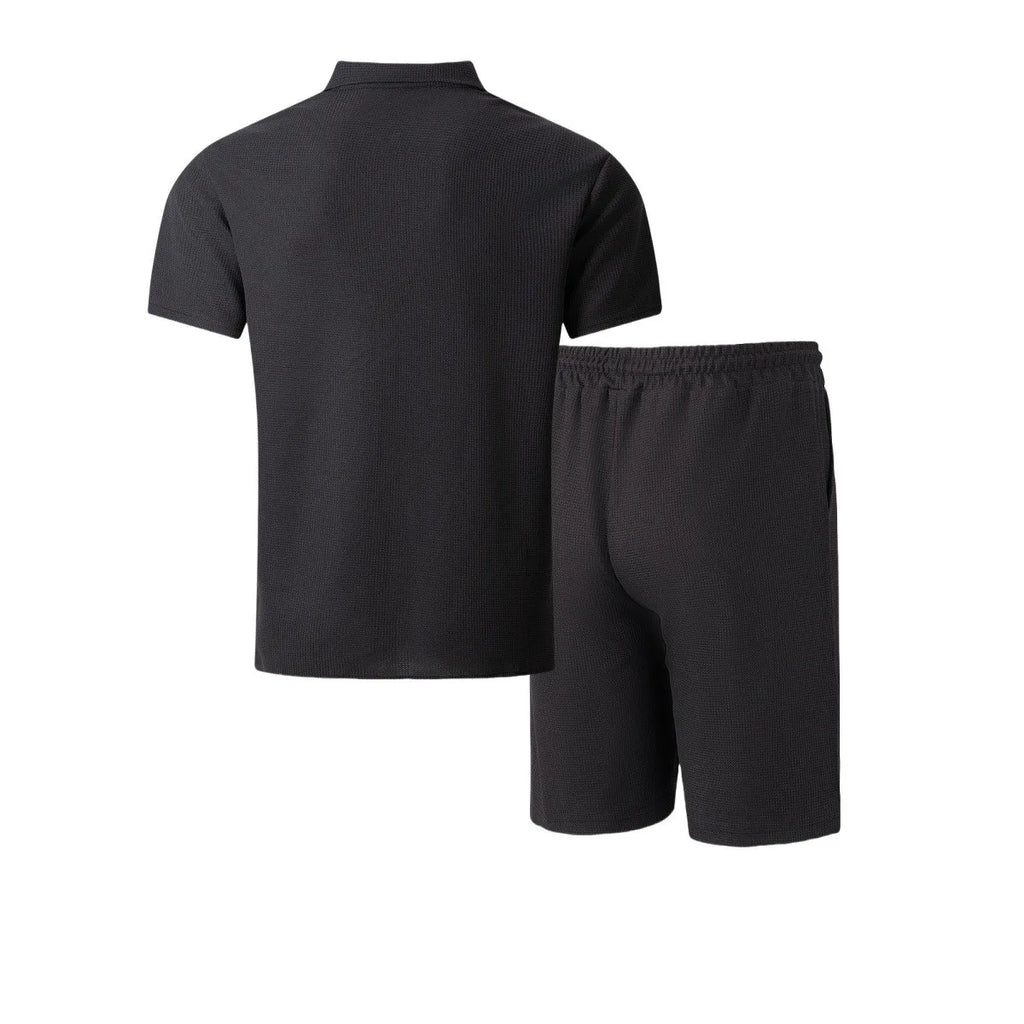 Men’s Two-Piece Casual Short Set with Button Pockets