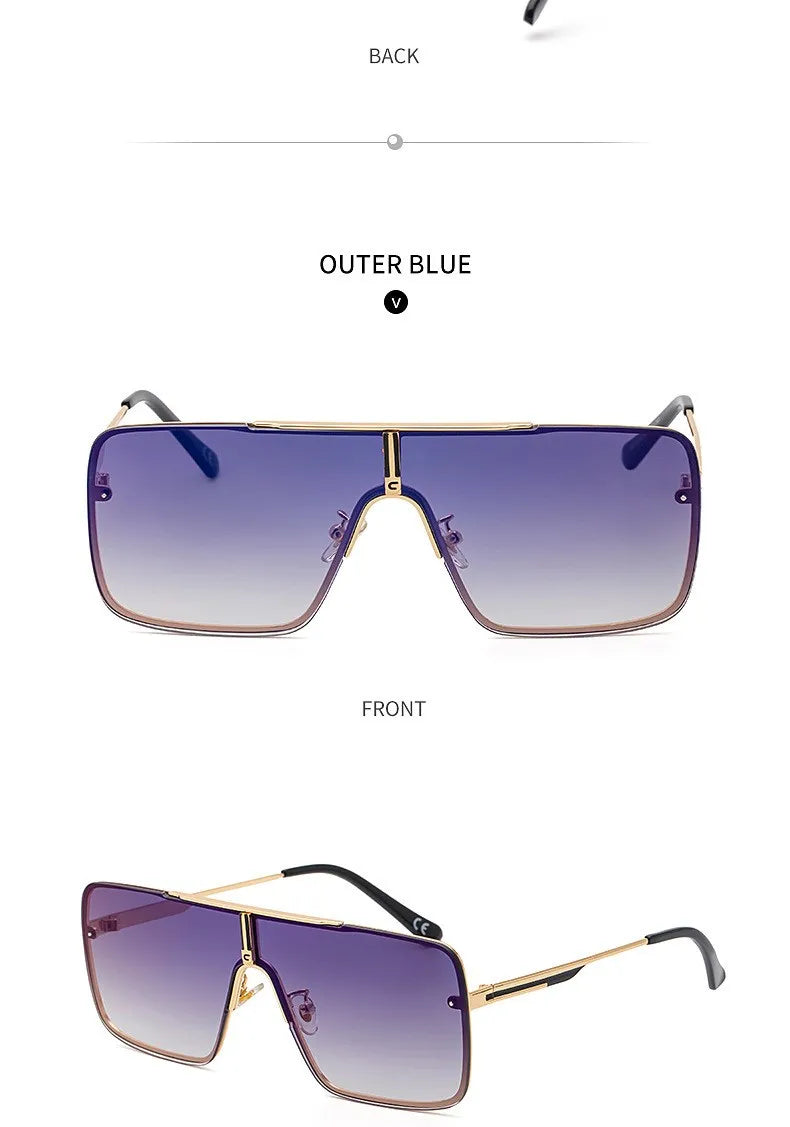 Fashion Oversized Square Sunglasses For Men Big Frame 2026 Luxury Brand Design Metal Frame Sun Glasses Man Retro Shades Eyewear