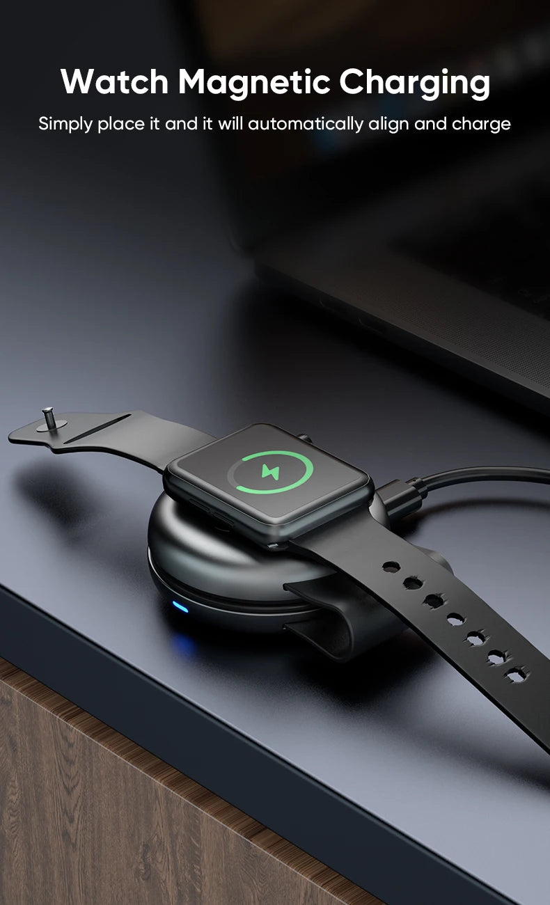 3-in-1 Foldable Magnetic Wireless Charger, 15W Fast Charging, Multi-function Wireless Charging for IPhone, IWatch, Earphones