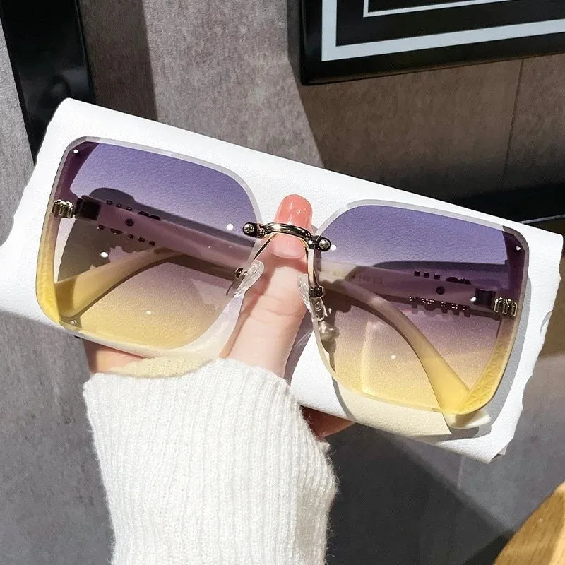 Oversized Square Sunglasses for Women Luxury Trendy Driving Eyewear UV400 Protection Fashionable Ladies Sun Glasses