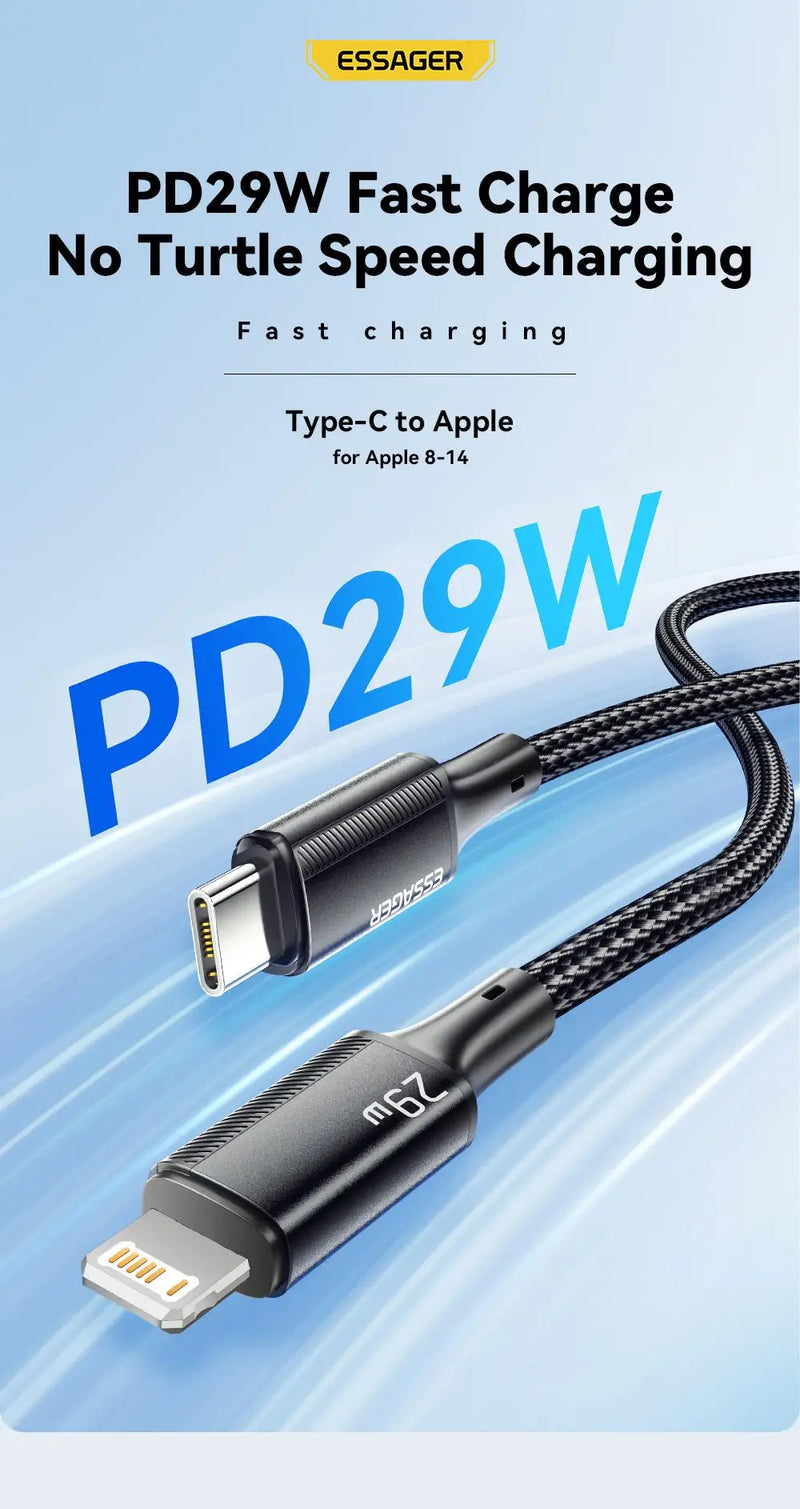 Fast 29W USB-C to USB-C Charging Cable with durable braided design. Supports high-speed data transfer and safe charging for phones, tablets, and more.