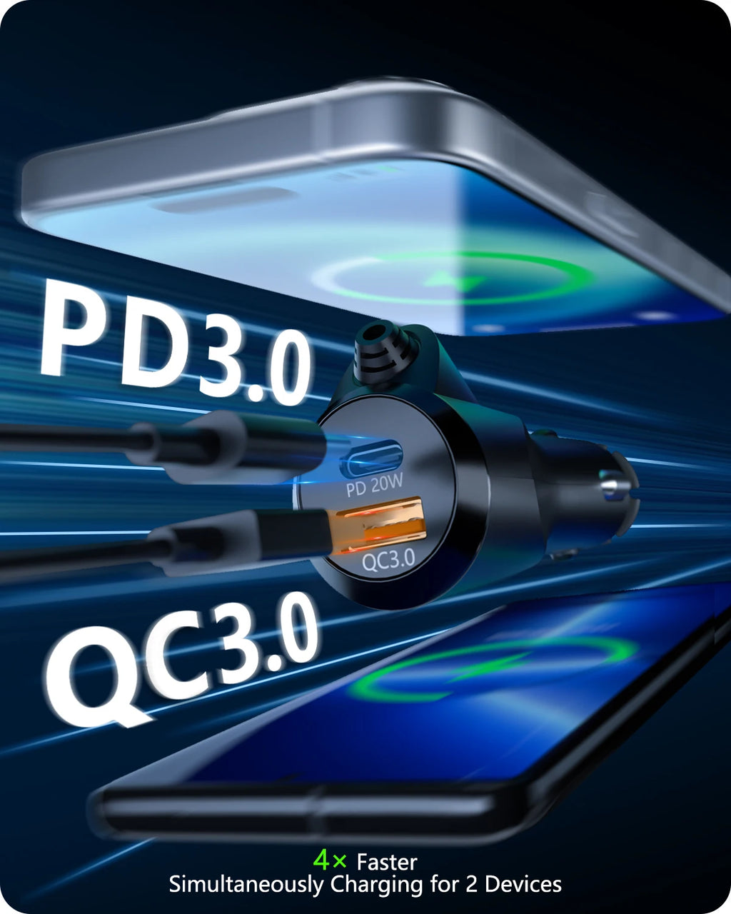 Bluetooth 5.3 Car FM Transmitter, Hi-Fi Treble & Bass Music Player, PD20W QC18W Fast Car Charger, Radio Bluetooth Car Ad