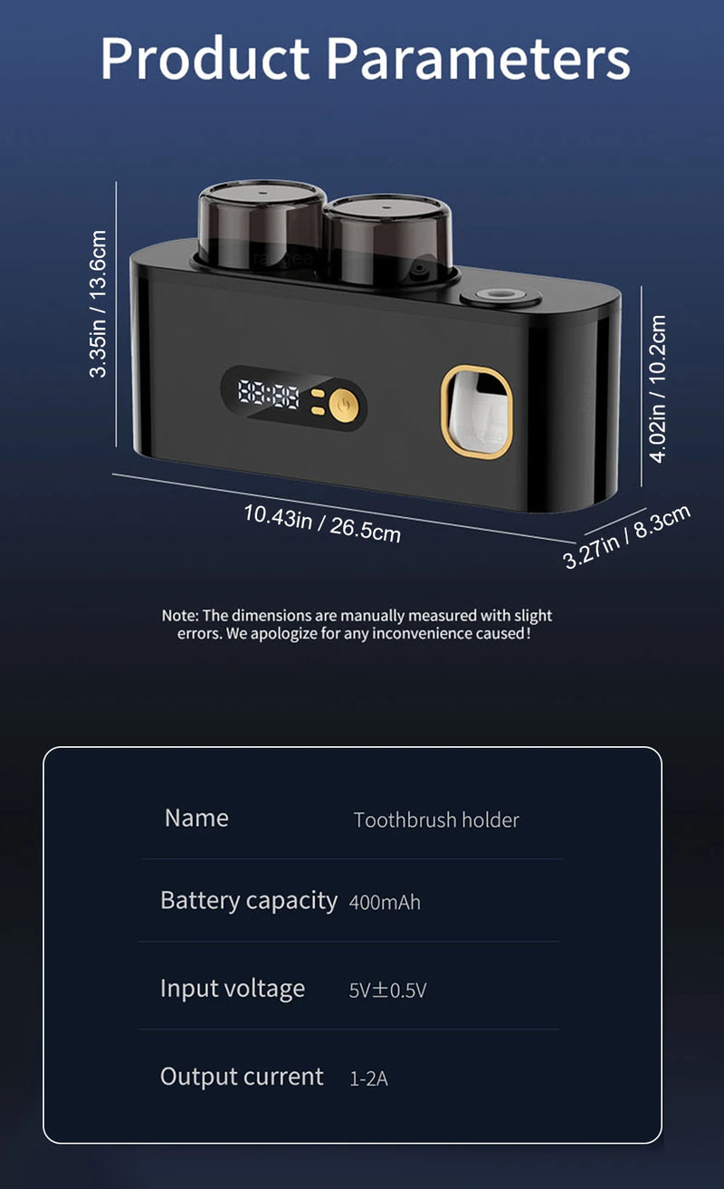 Portable Toothbrush Sterilizer Wireless Toothbrush UV Sterilization Rechargeable Wall Mounted Electric Toothbrush Dryer Holder