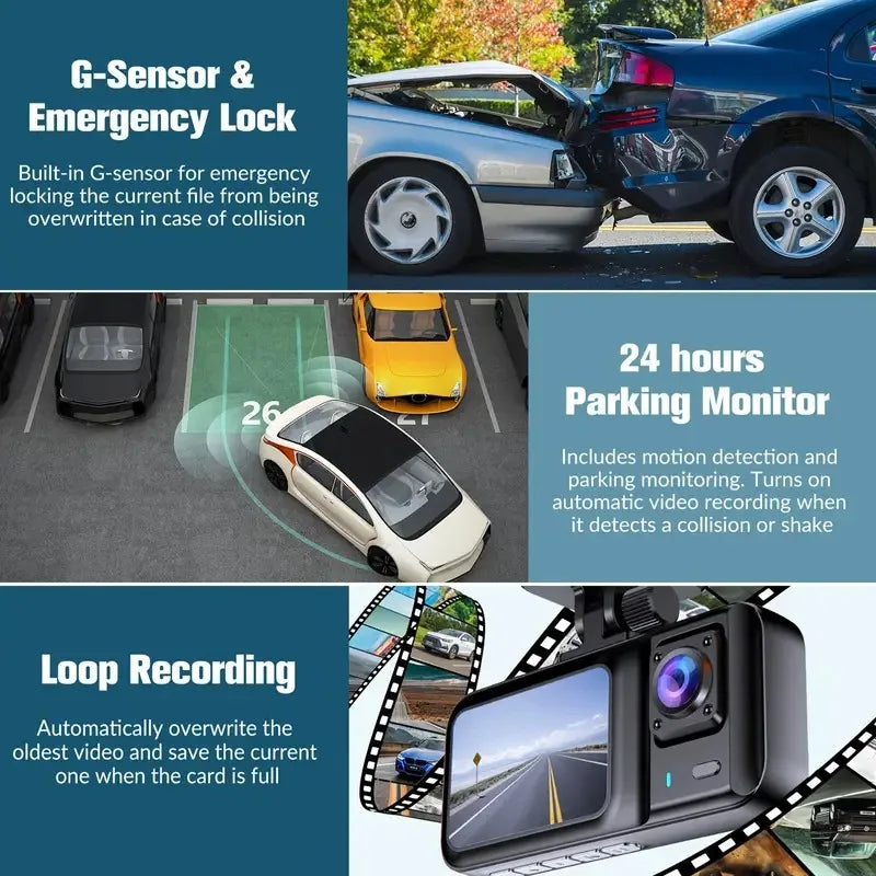 Car DVR HD Dash Camera Video Recorder Car Parking Monitoring Insede IR Night Vision Loop Recording