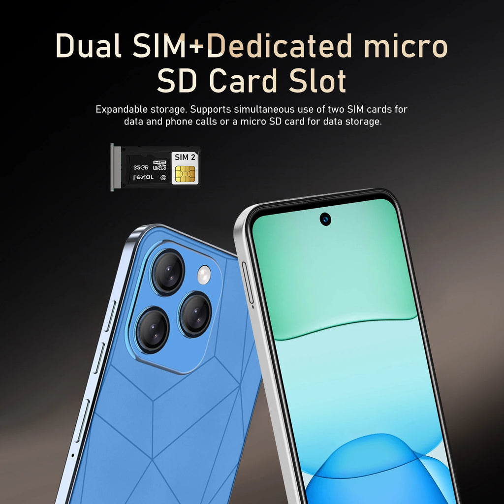 Global Vision I16 Pro Smartphone 5G Android 5300mAH 12GB RAM 512G ROM 6.56Inch 1080x2640HD 24+48MP 4G Network Mobile Phone