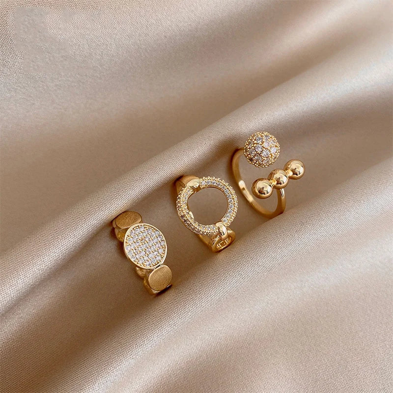 Gold-Tone Party Ring for Women with Artificial Gemstone