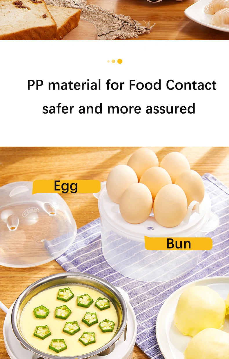 Smart White Egg Cooker Electric Multifunctional Mini Boiler Steamer Poacher for Kitchen Use - Plastic Housing 250W Power
