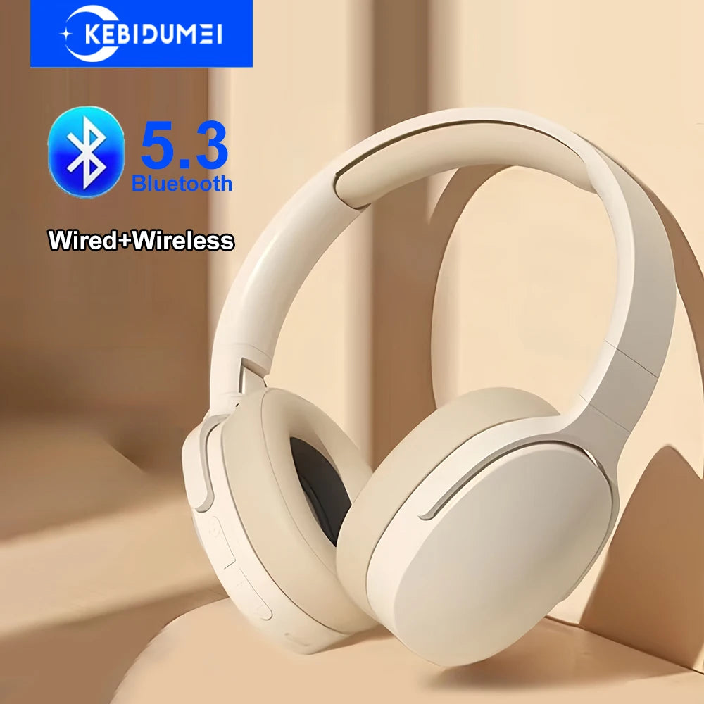 Dual Mode Wireless Bluetooth 5.3 Headphones Gaming Earphones with Noise Reduction Foldable Design for iPhone Music & Calls