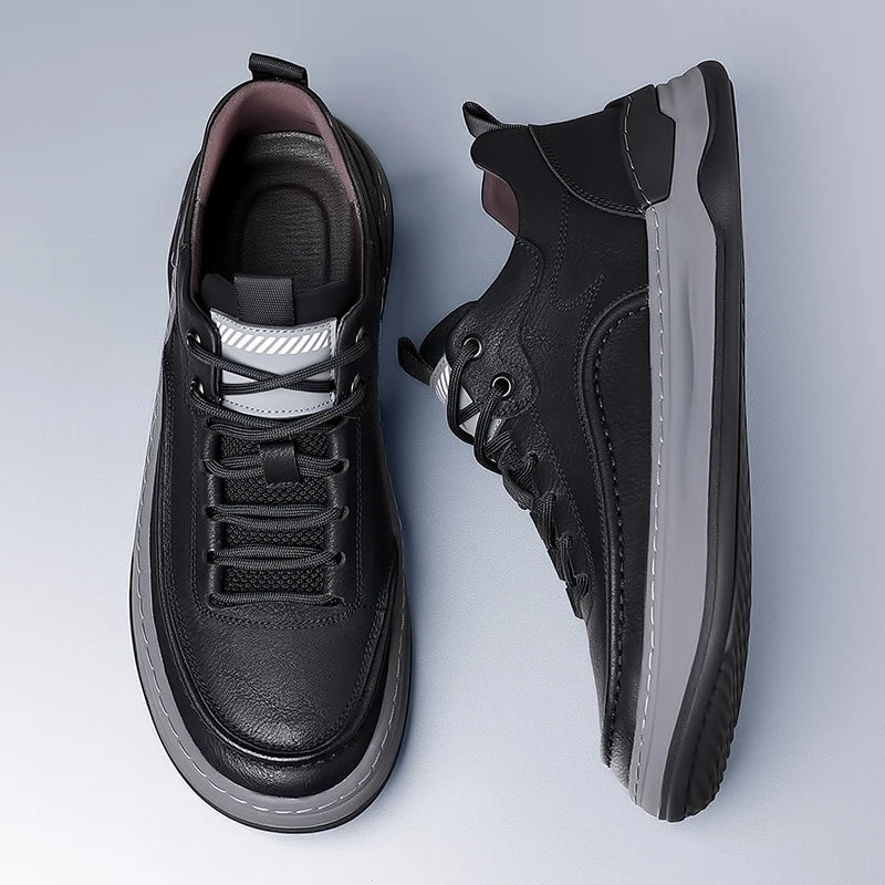 Sport Shoes Genuine Leather Men's Shoes  Brand Casual Shoes Lace up Mens Sneakers Italian Breathable Tenis  Skateboard Shoe