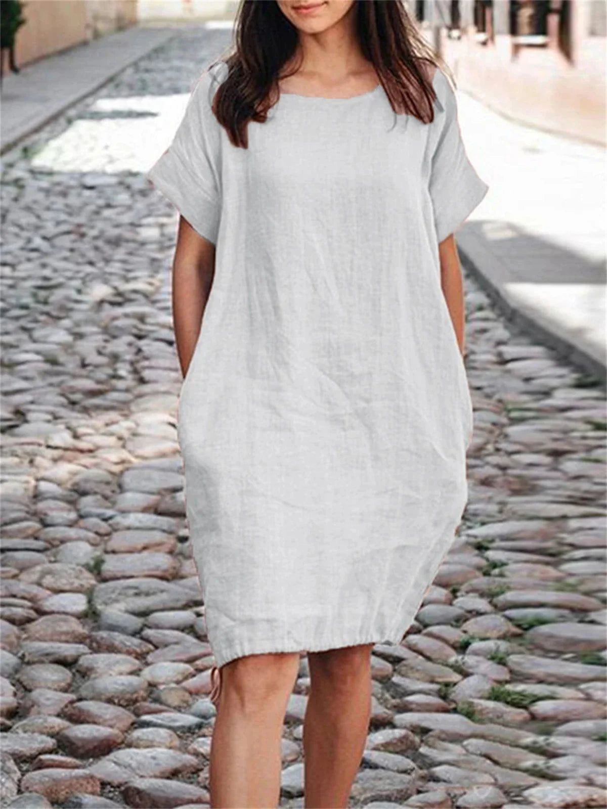 Women's loose fitting short sleeved summer plus size dress Fashion Streetwear Oversized O-Neck Woman Camisole