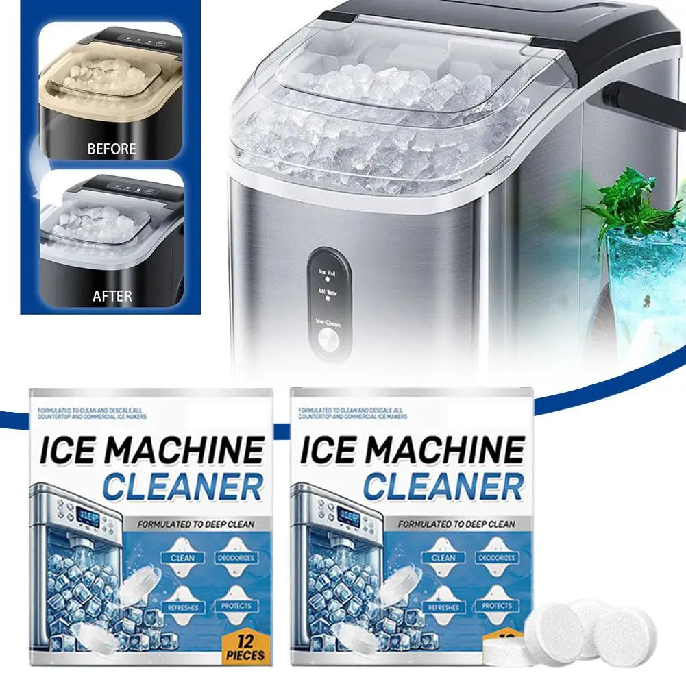 12pcs Ice Machine Cleaning Tablets Home Appliance Care Descaling Deodorizing Prolonging Ice Maker Lifespan Household Tool