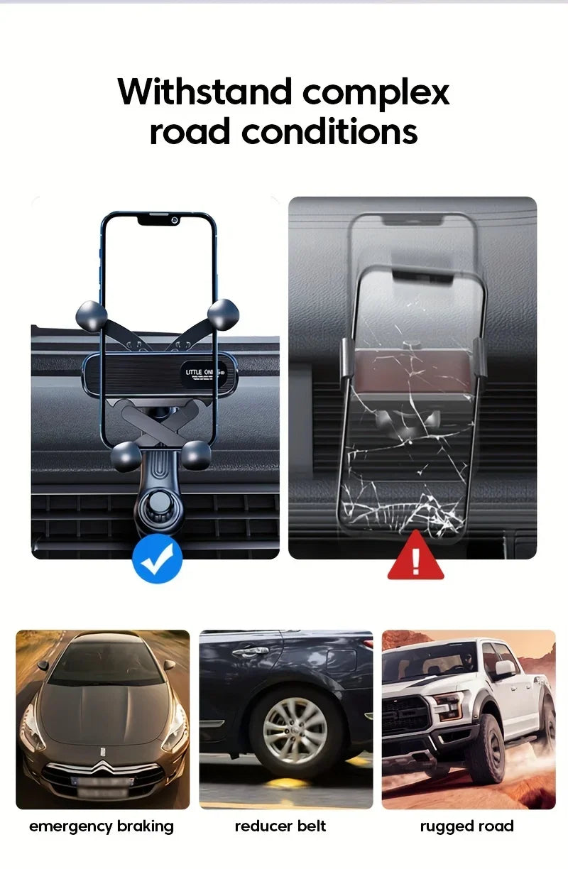 New Gravity Car Phone Holder - Strong Air Vent Clip Mount Adjustable Mobile Cell Stand for Hands-Free Driving