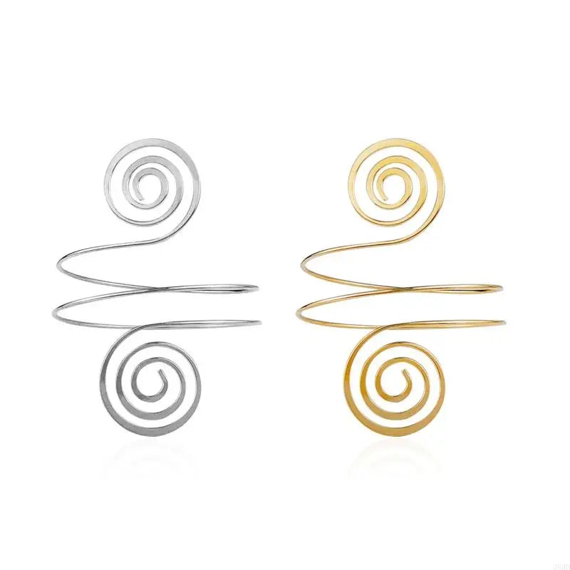Upper Arm Bracelet Metal Coil Armband Cuff Fashion Simple Arm Bangle Armlet Adjustable for Women Girl